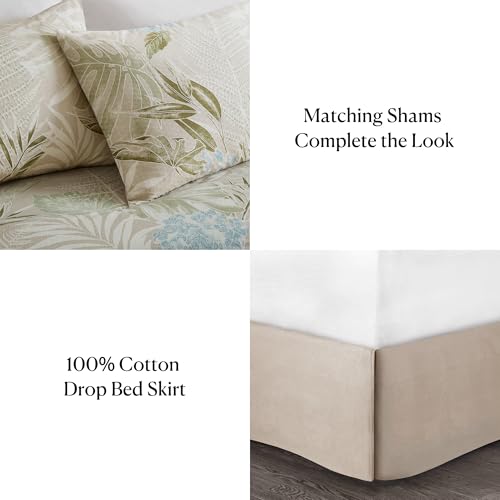Harbor House King Comforter Set, Tropical Palm Print, Soft Cotton Oversized Comforter for a King-Size Bed, Coastal Bedding, 2 Shams, Bedskirt, 2 Décor Pillows, Kiawah Island, King Taupe - Image 5