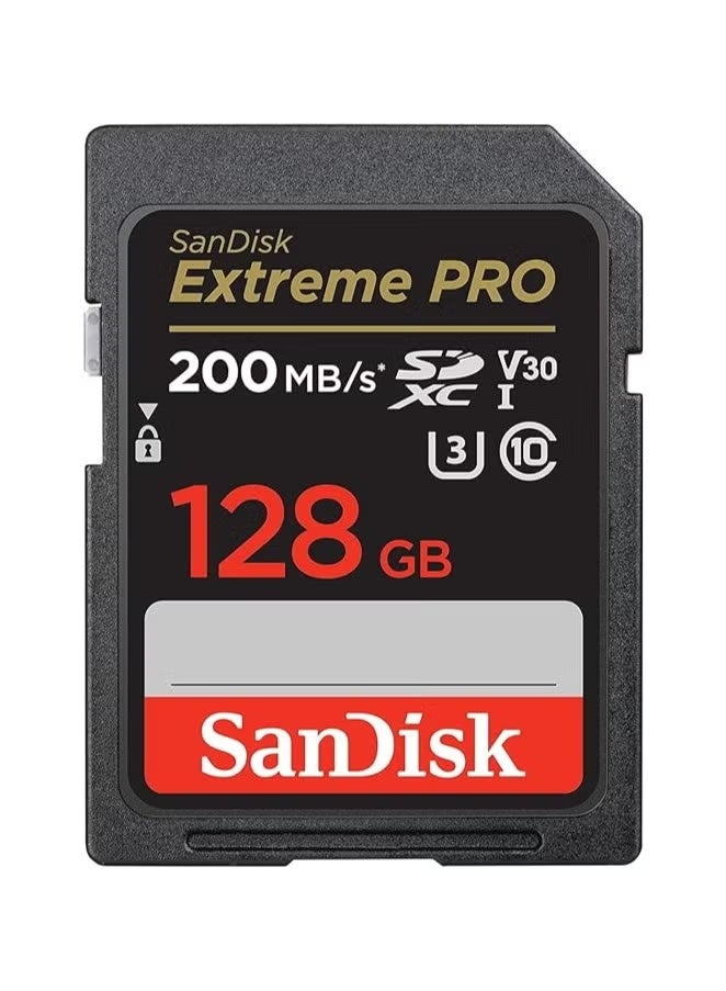 سانديسك Extreme Pro SDXC card + RescuePRO Deluxe, Up To 200MB/s, UHS I, U3, V30 SDSDXXD 128G GN4IN, Black 128 GB - Image 1