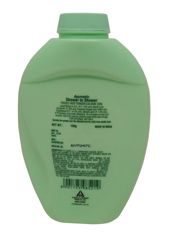 Shower to Shower Prickly Heat Powder for Women & Men - Cologne Cool, Pack of 150g Ayurvedic Powder Bottle - Image 3