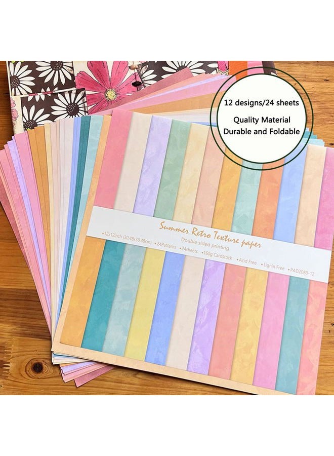 Colabrili Scrapbooking Paper 12X12, Double Sided Textured Suede, Set with 24 Sheets/Designs, Craft Bohemian Pattern Diaries Cutouts, Greeting Cards, Album Decoration (Warm, 1 - Image 5