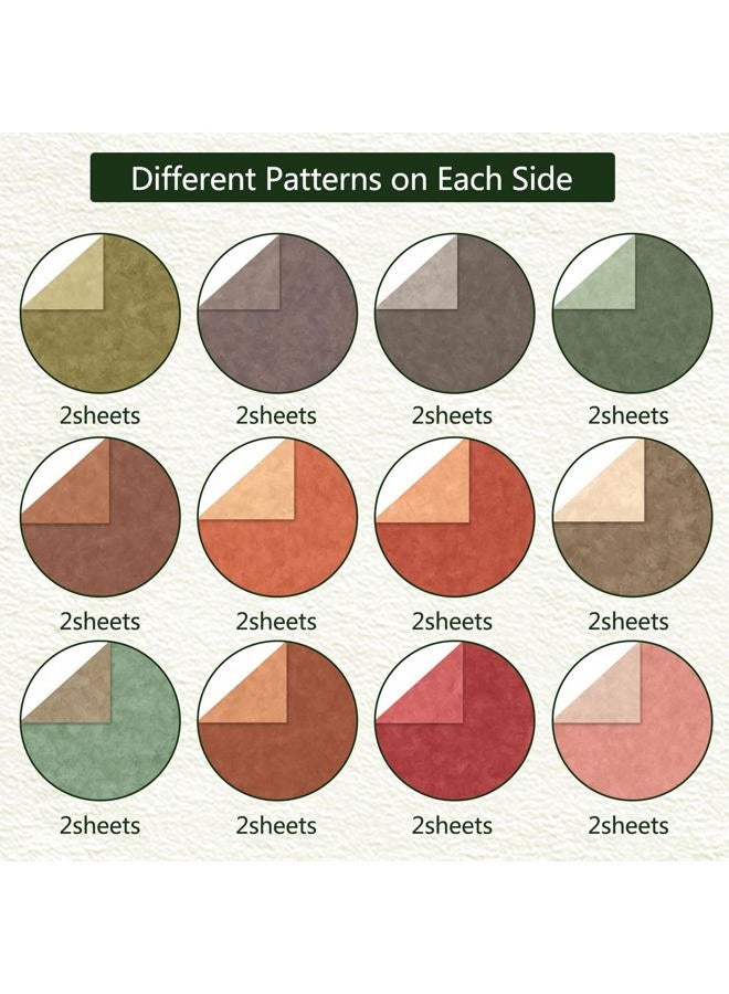 Colabrili Scrapbooking Paper 12X12, Double Sided Textured Suede, Set with 24 Sheets/Designs, Craft Bohemian Pattern Diaries Cutouts, Greeting Cards, Album Decoration (Warm, 1 - Image 3
