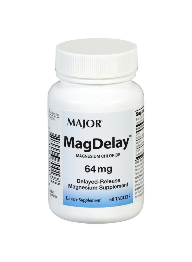 Major Pharmaceuticals MagDelay 64mg Delayed-Release Magnesium Supplement 60 Count Tablets [3-Pack] - Image 1