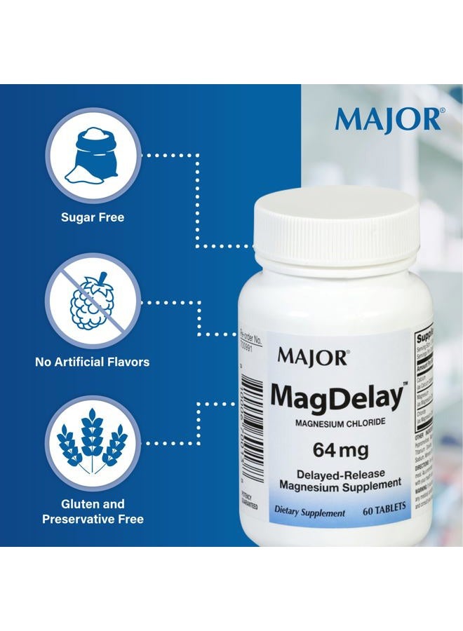Major Pharmaceuticals MagDelay 64mg Delayed-Release Magnesium Supplement 60 Count Tablets [3-Pack] - Image 4