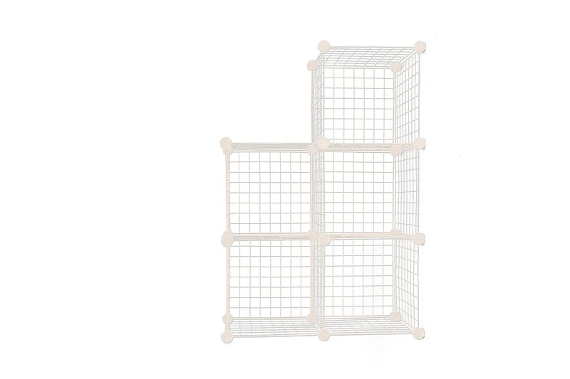 Reynish 5 Cube Self Assembling Metal Wire Cube Storage Organizer Shelves Indian Made for Home Office Stackable Modular Shelving Closet Cabinet Rack with Hammer Ivory 13 in - Image 1