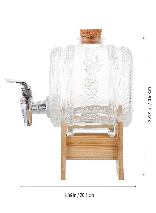 هيموتون موزع نبيذ زجاجي من هيموتون على شكل برميل مع حامل من الخيزران وصنبور، مقاس 8 بوصات، بتصميم كلاسيكي، مناسب لمستلزمات حفلات الويسكي والبوربون والرم - Image 2