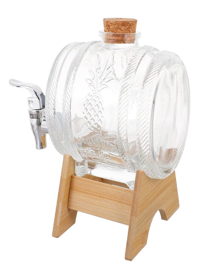 هيموتون موزع نبيذ زجاجي من هيموتون على شكل برميل مع حامل من الخيزران وصنبور، مقاس 8 بوصات، بتصميم كلاسيكي، مناسب لمستلزمات حفلات الويسكي والبوربون والرم - Image 3