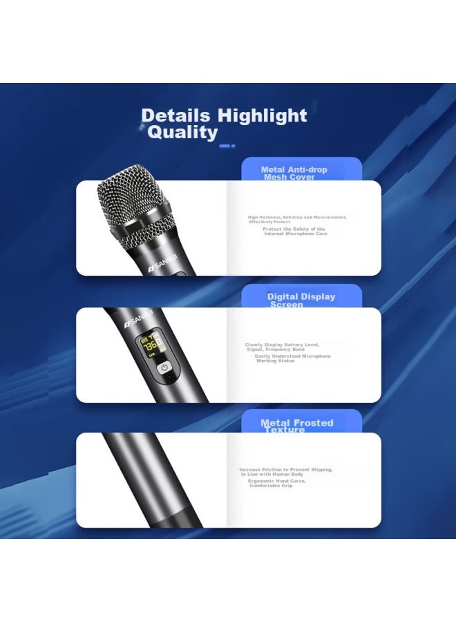 Sansui U6 Wireless Microphone Receiver For Home Ktv, Meetings, Singing, Online Education, Lectures, Karaoke, Outdoor Sound Amplification, Metal Model - Image 4