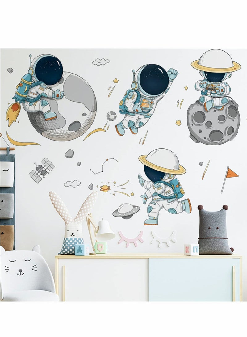 Y&D Astronaut Wall Stickers, Outer Space Stars Decals, DIY Removable Large Art Decoration, Peel and Stick, for Kids Baby Boys Girls Playroom Bedroom Decor  - Image 1