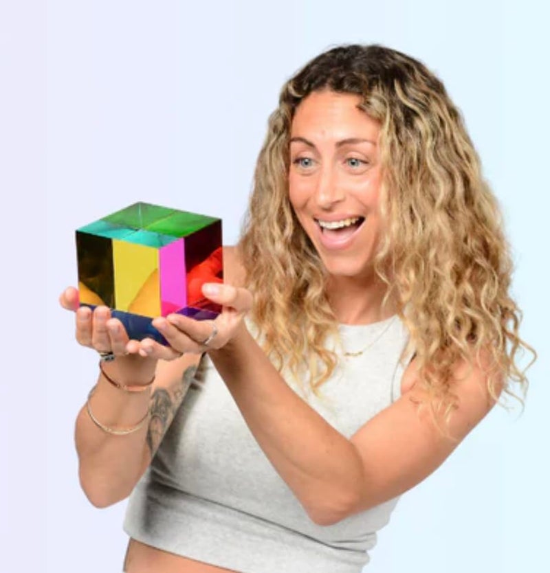 CMY Cubes Original Mega (95mm) - Cyan, Magenta & Yellow Cube - Optical Color Cube - Teaches Subtractive Color Mixing - Educational, Scientific, Physics & Kinetic Art Desk Object, STEAM - Image 2