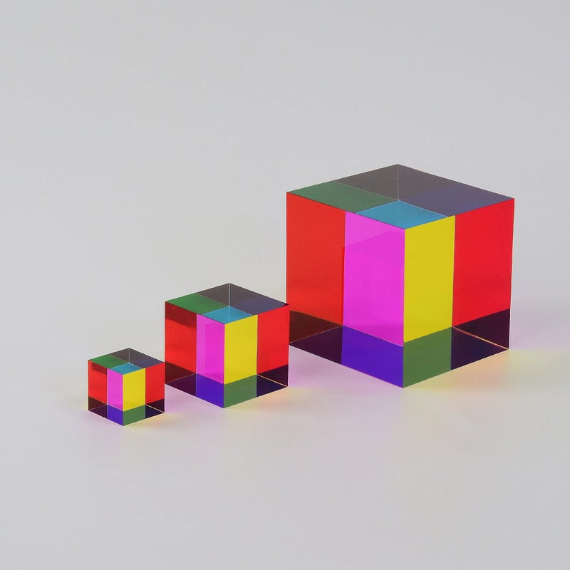 CMY Cubes Original Mega (95mm) - Cyan, Magenta & Yellow Cube - Optical Color Cube - Teaches Subtractive Color Mixing - Educational, Scientific, Physics & Kinetic Art Desk Object, STEAM - Image 1