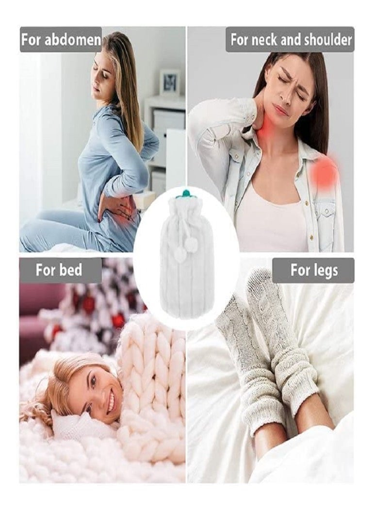 Generic Hot Water Bag with Fluffy Cover BPA Free Hot Water Bottle For Shoulder Neck and Muscle Pain Hand And Feet Warmer Menstrual Cramps Hot Compress And Cold Therapy (Random Design and Color)  - Image 3