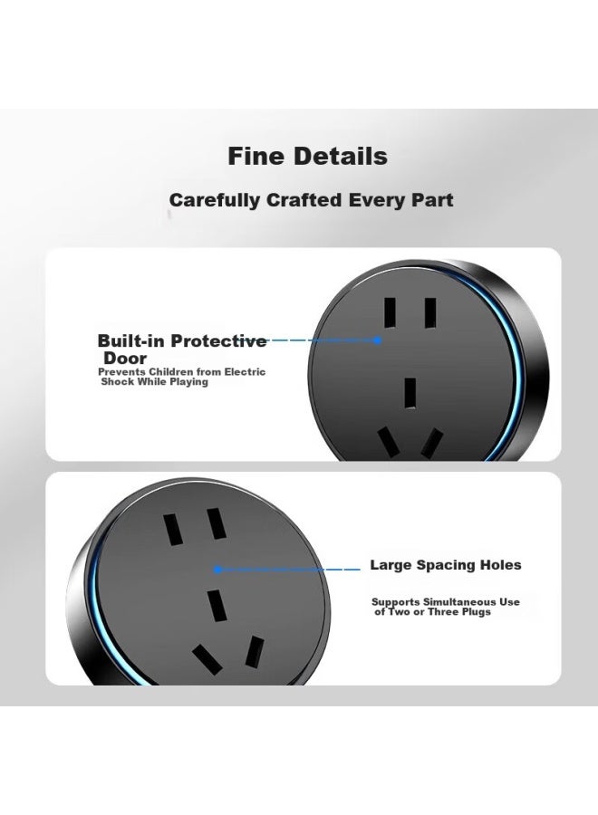 Aux Ultra-thin Track Power Strip Rail Socket Switch Surface-mounted Wall-mounted Sideboard High Power 16a + 10a Five-hole C6 Black Track 60cm