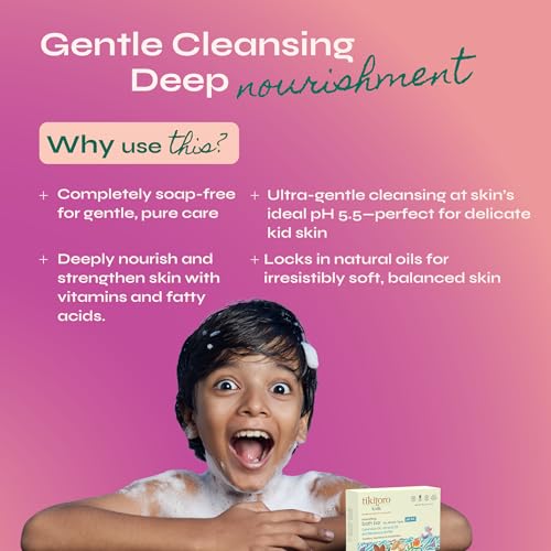 Tikitoro Kids Nourishing Bath Bar | Pediatrician Approved | Murumuru Butter Soap | Soothes, Nourishes and Moisturizes Skin | All Skin Types | Vegan | No Parabens & Sulphates (4-10 Years) (4 x 75g) - Image 3