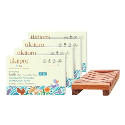 Tikitoro Kids Nourishing Bath Bar | Pediatrician Approved | Murumuru Butter Soap | Soothes, Nourishes and Moisturizes Skin | All Skin Types | Vegan | No Parabens & Sulphates (4-10 Years) (4 x 75g) - Image 1
