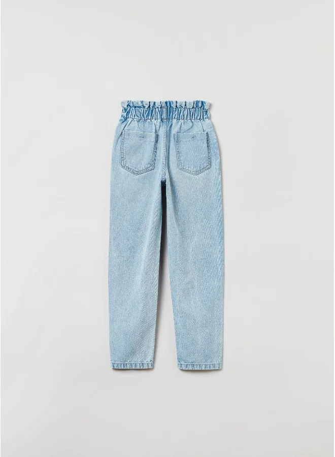 او في اس OVS Paper Bag Jeans With Pockets