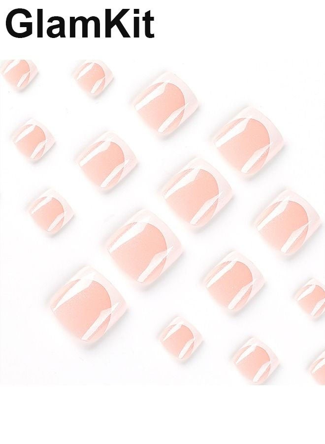 GlamKit 24Pcs Fake Nails - French foot Nails - White Foot Armor - Fake Nail Patch - Image 3
