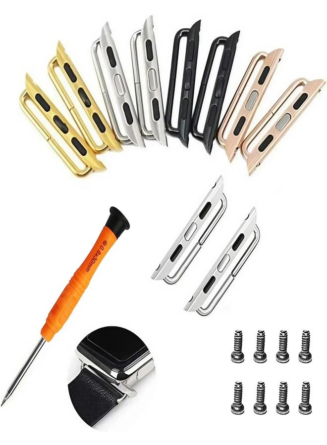 LOOKSEVEN Watch strap connector Stainless Steel Adapter Replaceable Metal Connection with Replacement Tool Compatible with Apple Watch Band 38mm 40mm 41mm 42mm(Series 10) - Image 1