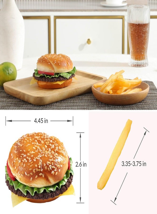 Joeabor Artificial Hamburger & 12 Artificial French Fries Realistic Fake Food for Display Faux Burger for Decoration Fake Food Props - Image 3