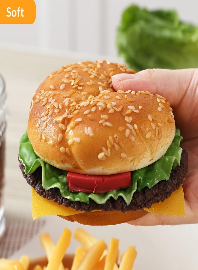 Joeabor Artificial Hamburger & 12 Artificial French Fries Realistic Fake Food for Display Faux Burger for Decoration Fake Food Props - Image 4