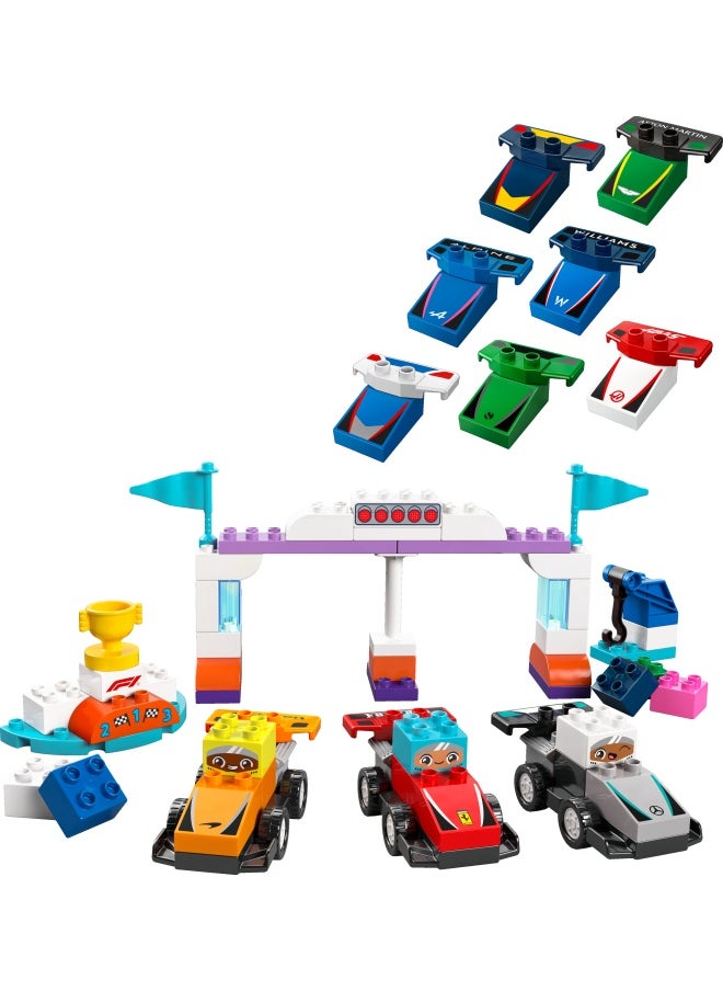 LEGO DUPLO Town F1 Team Race Cars & Drivers Building Toy for Imaginative Play, Formula One Birthday Gift for 2 Plus Year Old Toddlers, Boys & Girls, Helps Build Fine Motor Skills 10445 (70 pieces)  - Image 3