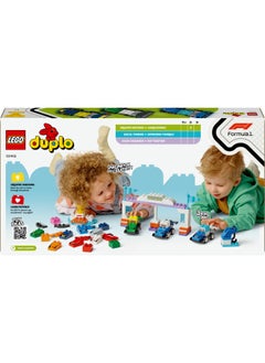 LEGO DUPLO Town F1 Team Race Cars & Drivers Building Toy for Imaginative Play, Formula One Birthday Gift for 2 Plus Year Old Toddlers, Boys & Girls, Helps Build Fine Motor Skills 10445 (70 pieces)  - Image 4