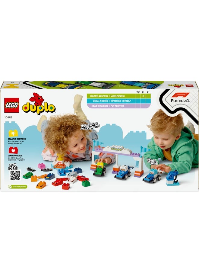 LEGO DUPLO Town F1 Team Race Cars & Drivers Building Toy for Imaginative Play, Formula One Birthday Gift for 2 Plus Year Old Toddlers, Boys & Girls, Helps Build Fine Motor Skills 10445 (70 pieces)  - Image 4