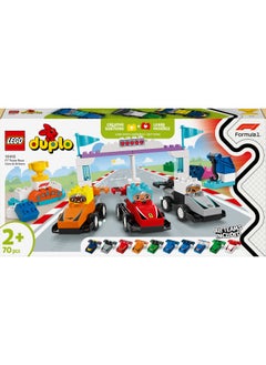 LEGO DUPLO Town F1 Team Race Cars & Drivers Building Toy for Imaginative Play, Formula One Birthday Gift for 2 Plus Year Old Toddlers, Boys & Girls, Helps Build Fine Motor Skills 10445 (70 pieces)  - Image 2