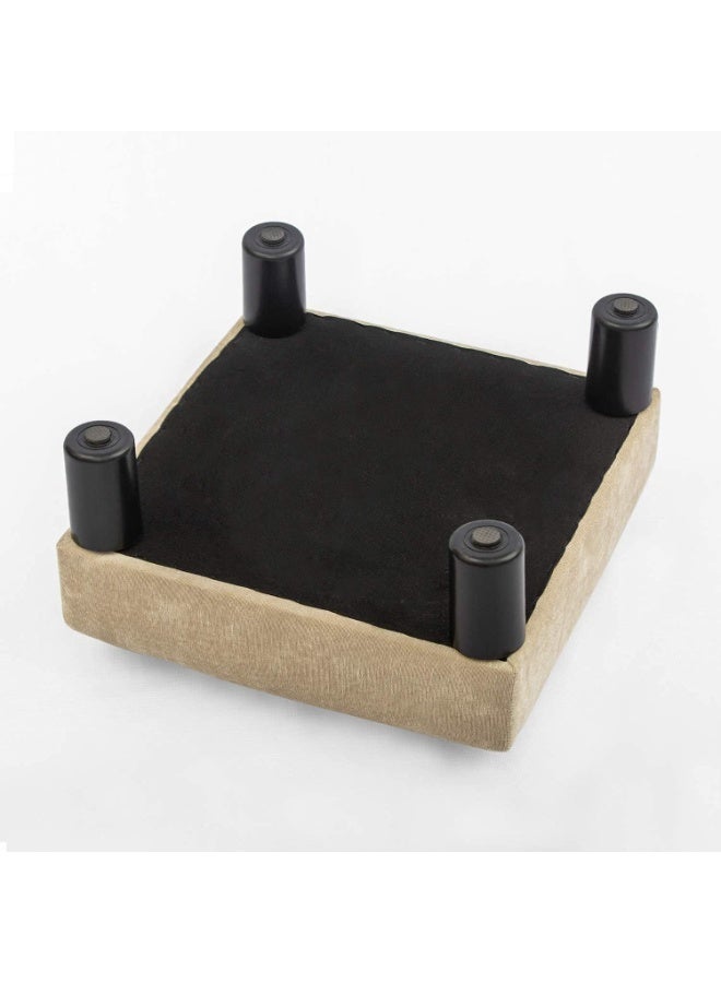 Small footstool, modern footrest, solid wood leg stool, soft velvet cushion, sofa footstool, suitable for living room or entryway, cream color - Image 3