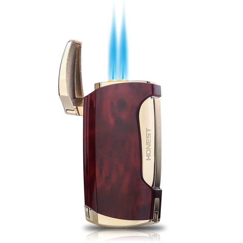 PROMISE Torch Lighter Double Jet Flame Cigar Lighter (Brown Grain) - Image 1