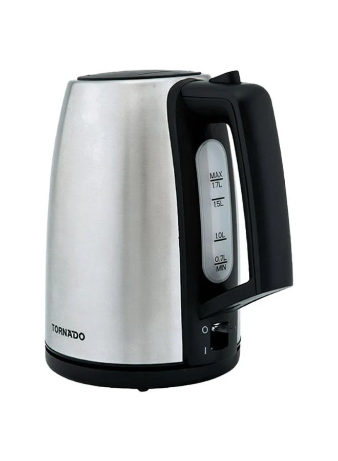 غلاية تورنادو كهربائية ستانلس ستيل، سعة 1.5 لتر، قوة 2200 واط، غليان سريع، لون فضي - موديل TKS-2215