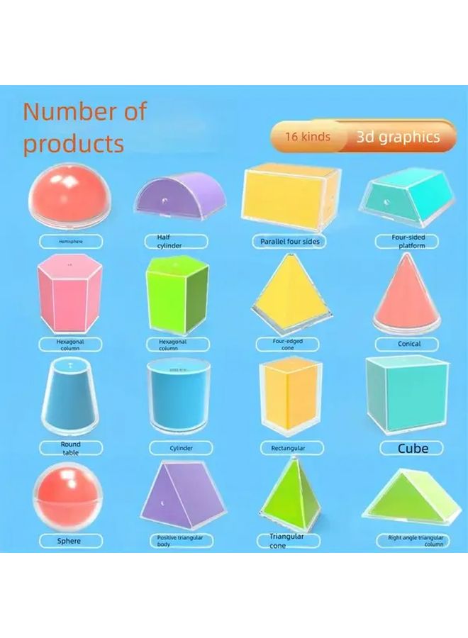 Transparent 8 Piece Geometric Shape Set 3D Models Math Teaching Aids Educational Tools - Image 4