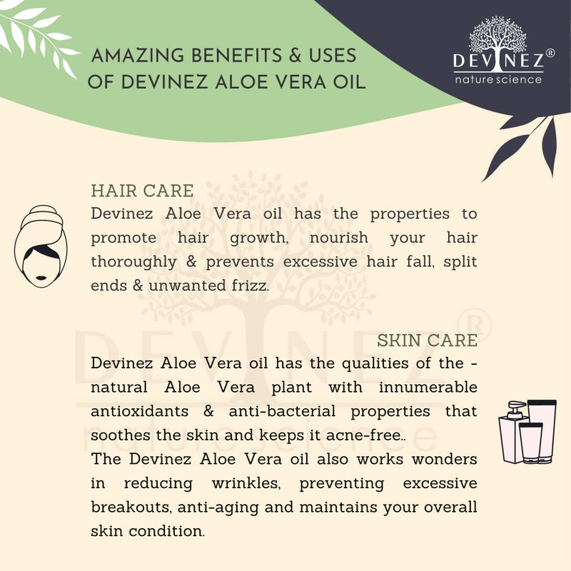 Devinez Aloe Vera Cold-Pressed Certified Oil, 50ml with pump, 100% Pure, Natural, Undiluted, Therapeutic Grade, for Skin care, Face, Acne Scars, Hair care, Moisturizer & Dark Circles - Image 5