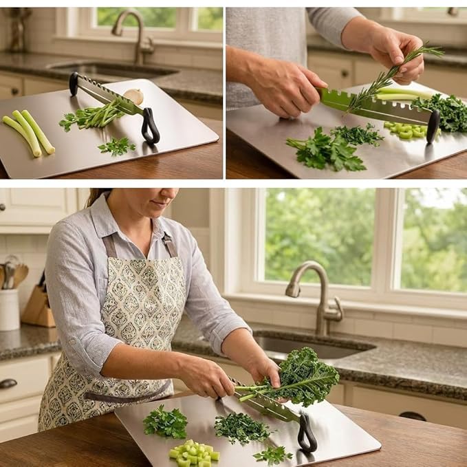 Acorn Crafts Cut N CHOP Stainless Steel Kitchen Cutter & Chopping Board, Multipurpose 2-in-1 Knife & Board Tool for Effortless Cutting & Chopping - Image 3