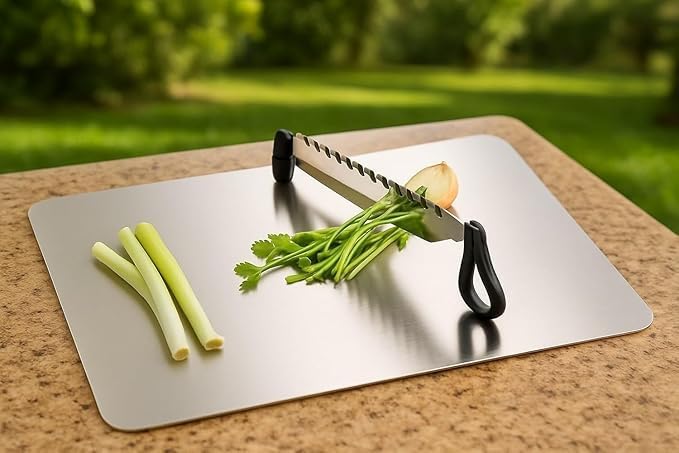 Acorn Crafts Cut N CHOP Stainless Steel Kitchen Cutter & Chopping Board, Multipurpose 2-in-1 Knife & Board Tool for Effortless Cutting & Chopping - Image 4