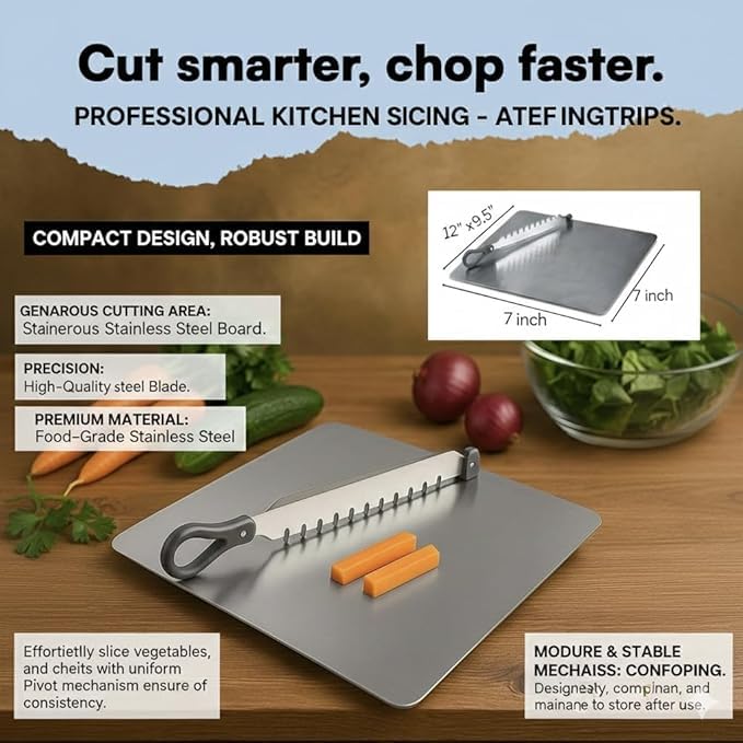 Acorn Crafts Cut N CHOP Stainless Steel Kitchen Cutter & Chopping Board, Multipurpose 2-in-1 Knife & Board Tool for Effortless Cutting & Chopping - Image 5