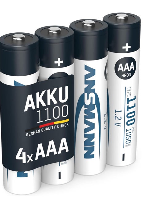 Ansmann 5035232 AAA 1100 mAh 4-Pack Blister High-Capacity Rechargeable Batteries NiMH