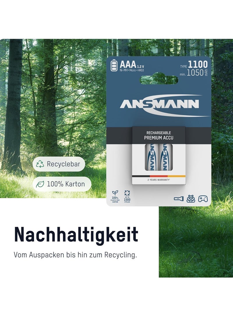 Ansmann 5035232 AAA 1100 mAh 4-Pack Blister High-Capacity Rechargeable Batteries NiMH