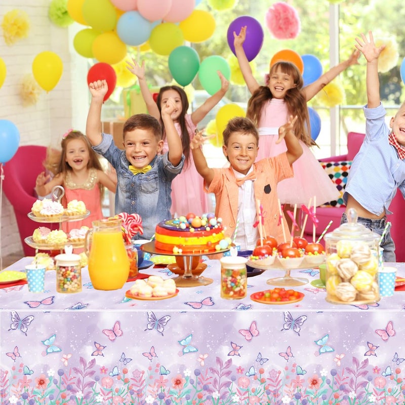 LINHAXM 4 Pack Butterfly Tablecloths, Butterfly Birthday Decorations for Kids' & Girls' Birthdays, Disposable Table Covers, 54 x 108 Inche - Image 4