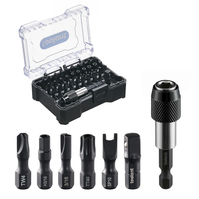 toolant Security Bit Set,32-Piece Screwdriver Bit Set With Torx, Hex,Triwing, Spanner for Tamper-Proof Screws,1/4 Inch Adapter and Release for Electric, Impact Drills - Image 1