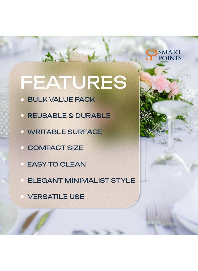 "سمارت بوينتس  " بطاقات أسماء أكريليك شفافة (48 قطعة)   – بطاقات طاولات قابلة لإعادة الاستخدام للمناسبات، حفلات الزفاف والولائم (8.9×4.9 سم) - Image 5