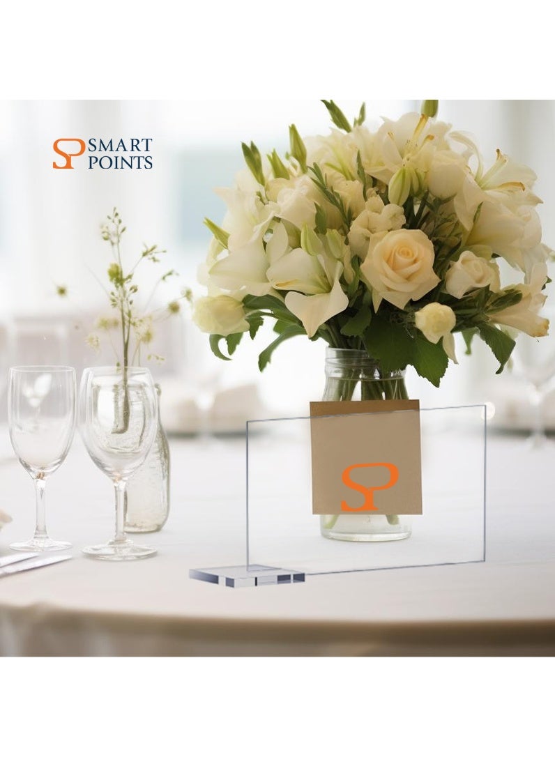 "سمارت بوينتس  " بطاقات أسماء أكريليك شفافة (48 قطعة)   – بطاقات طاولات قابلة لإعادة الاستخدام للمناسبات، حفلات الزفاف والولائم (8.9×4.9 سم) - Image 2