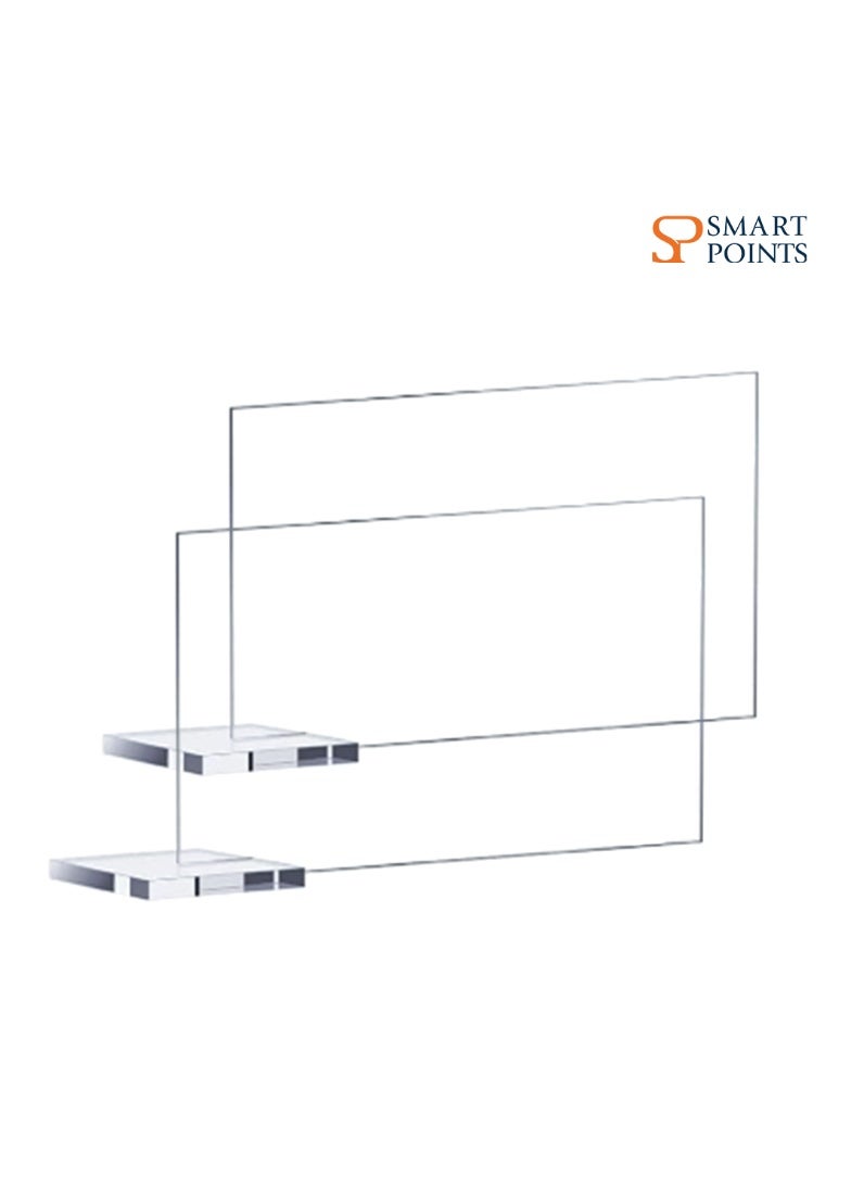 "سمارت بوينتس  " بطاقات أسماء أكريليك شفافة (48 قطعة)   – بطاقات طاولات قابلة لإعادة الاستخدام للمناسبات، حفلات الزفاف والولائم (8.9×4.9 سم) - Image 1