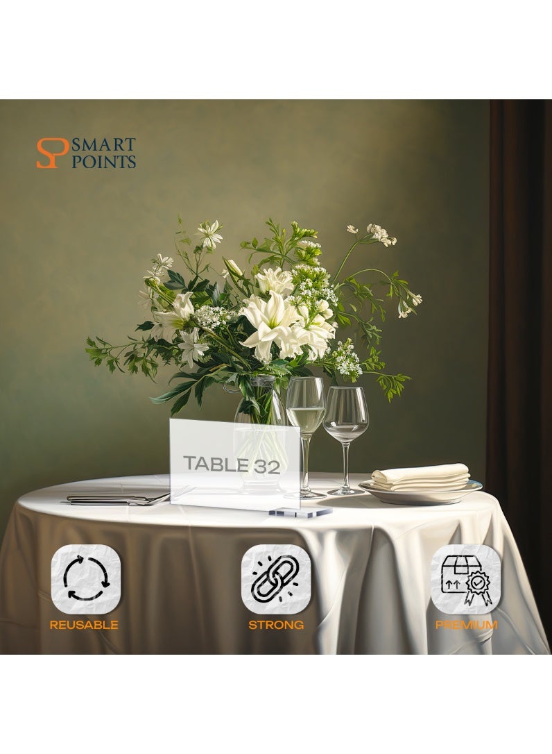 "سمارت بوينتس  " بطاقات أسماء أكريليك شفافة (48 قطعة)   – بطاقات طاولات قابلة لإعادة الاستخدام للمناسبات، حفلات الزفاف والولائم (8.9×4.9 سم) - Image 4