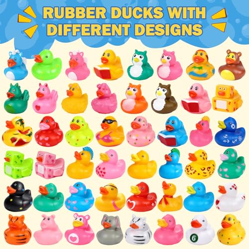 VISRIE 120 Pack Rubber Ducks in Bulk Assorted Ducks for Jeeps Bulk Ducks for Bath Toy Summer Pool Toys Birthday Gifts Party Favors - Image 5