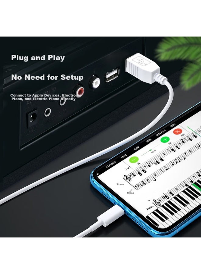 Xuanyi Apple Electric Piano Data Cable Electronic Piano Connection Cable Otg Conversion Midi Cable Usb To Host Conversion Cable For Iphone/ipad Yamaha Hamer Musical Instrument Electric Drum - Image 2