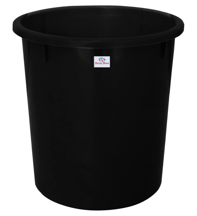 Kuber Industries Heart Home Plastic Open Dustbin Trash Bin Garbage Bin Waste Bin 5Ltr Pack of 2 Black47HH01032  - Image 2