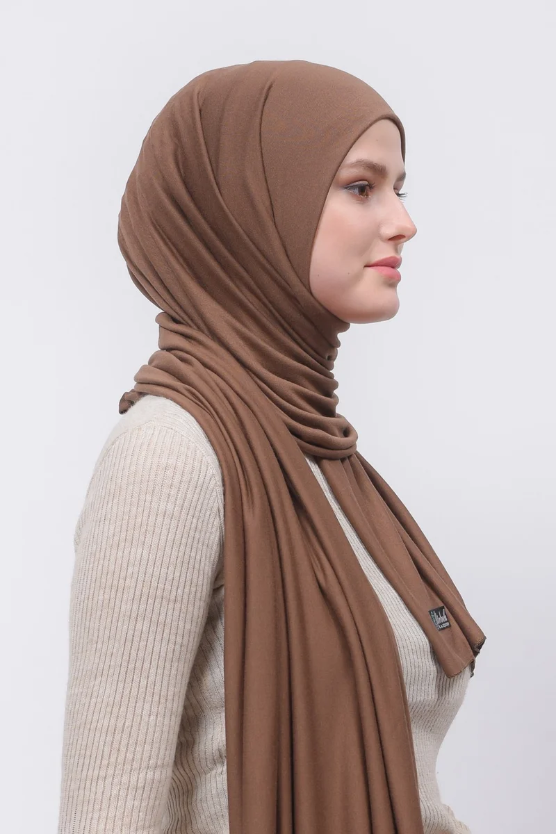التوبة Hijab Combed Cotton Shawl Plain-Dark Chocolate
