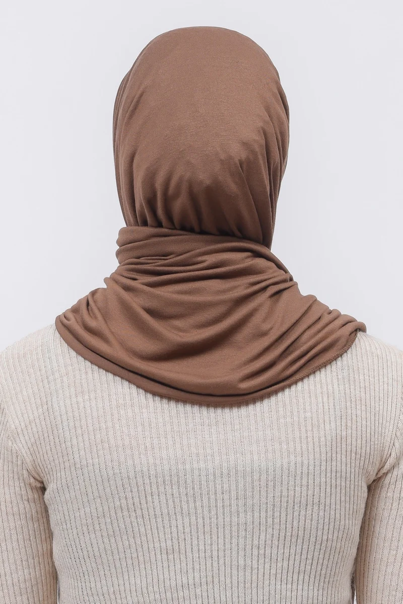 التوبة Hijab Combed Cotton Shawl Plain-Dark Chocolate