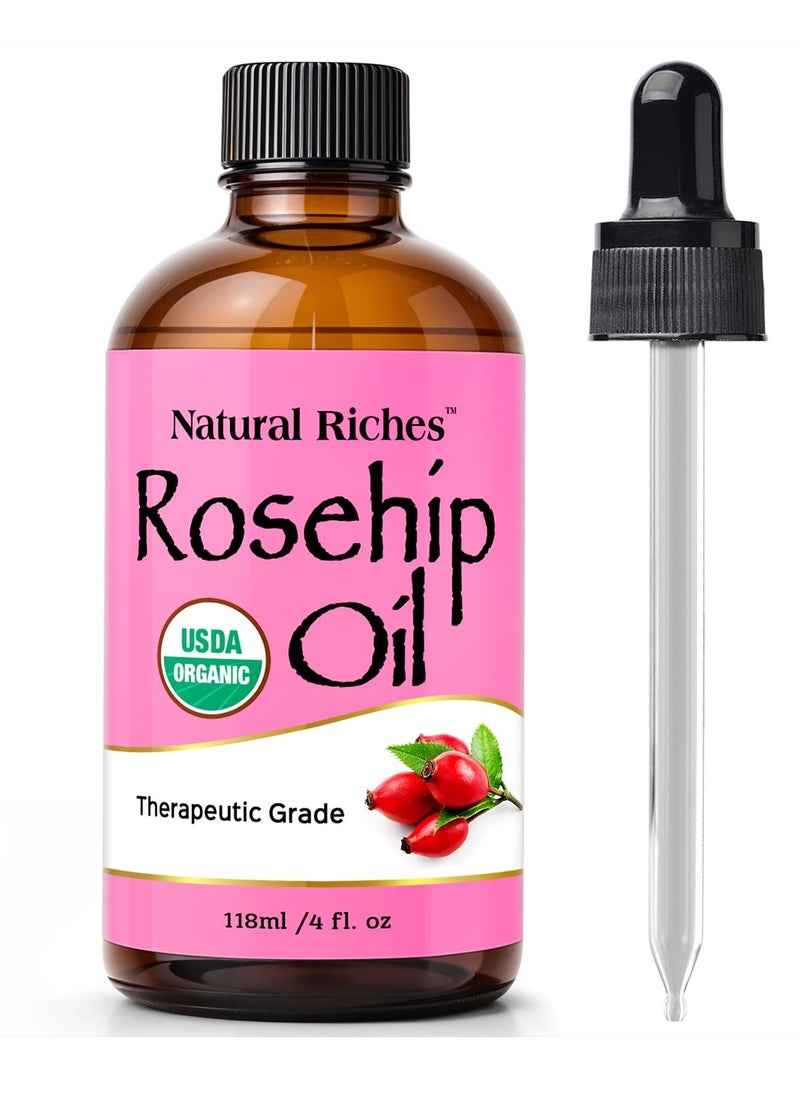 Natural Riches Natural Riches Organic Rosehip Seed Oil for Face 100% Pure Natural Cold Pressed Unrefined Non-GMO Carrier Oil for Skin Hair & Nails. 4 fl oz.  - Image 1