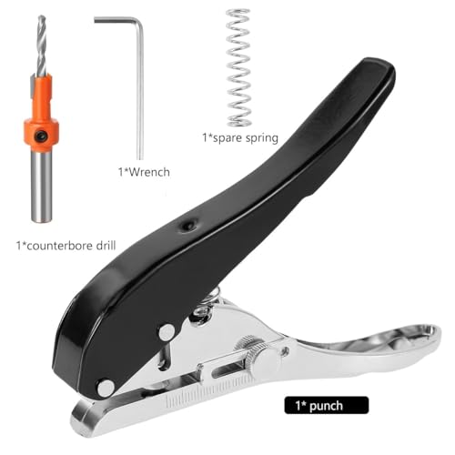 ZEBROC 10mm Heavy Duty Hole Punch (25-30mm Adjustable Depth) Metal Spring Loaded Single Punch for Wood Edge Banding, PVC, Plastic Sheet | 20 Sheets | Visual Alignment - Image 5